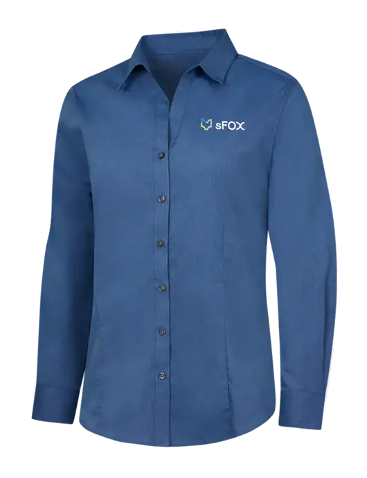 Light Navy Womens Crosshatch Easy Care Shirt w/sFox Logo