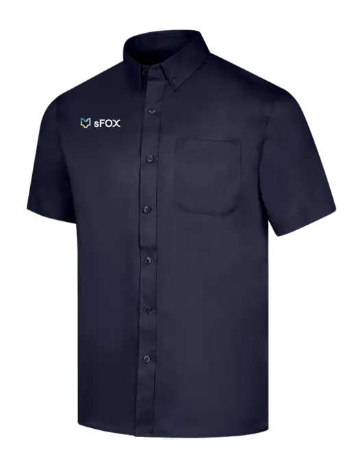 Short Sleeve Navy Superpro React Twill Shirt w/sFox Logo