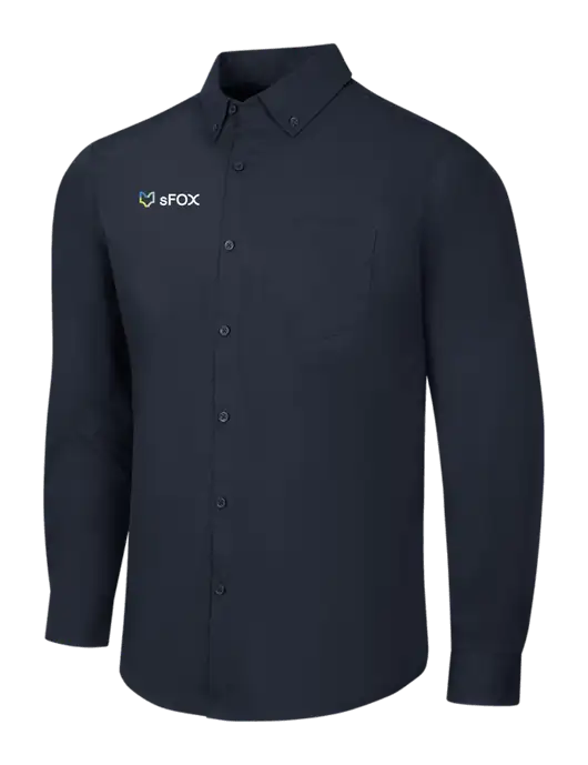 Navy Long Sleeve Carefree Poplin Shirt w/sFox Logo