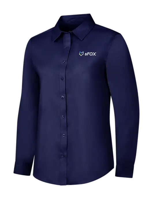 Navy Womens Long Sleeve Superpro React Twill Shirt w/sFox Logo