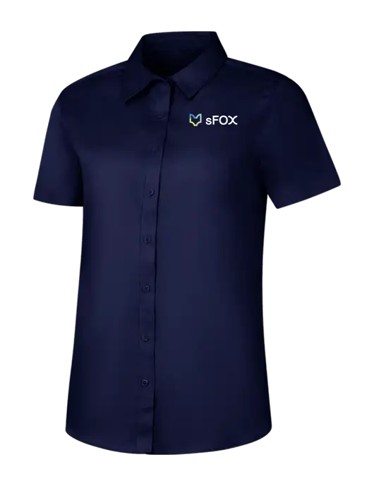 Womens Navy Short Sleeve Superpro React Twill Shirt w/sFox Logo