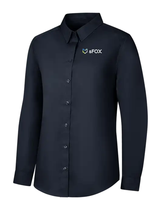 Womens River Blue Navy Long Sleeve Carefree Poplin Shirt w/sFox Logo