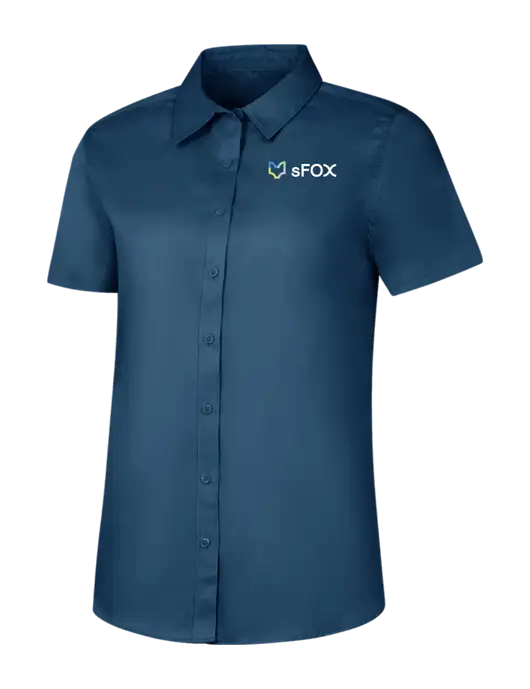 Womens Light Navy Short Sleeve Superpro React Twill Shirt w/sFox Logo