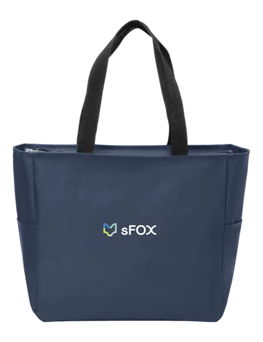Everyday Navy Zip Tote  w/sFox Logo