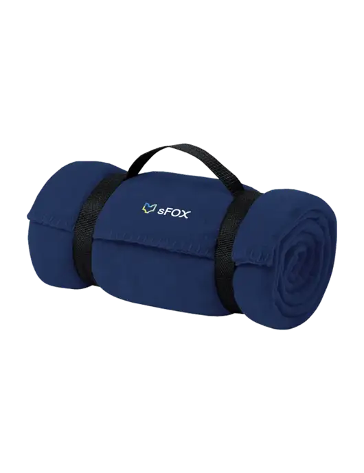Casual Navy Fleece Blanket With Strap  w/sFox Logo