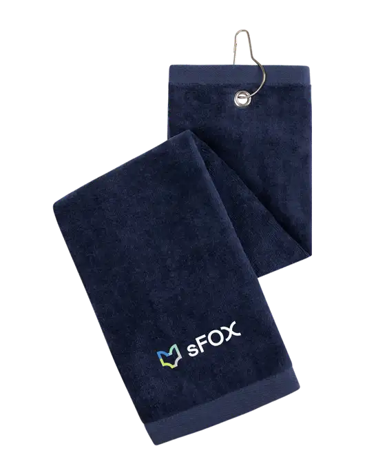 Navy Tri-Fold Golf Towel with Grommet w/sFox Logo