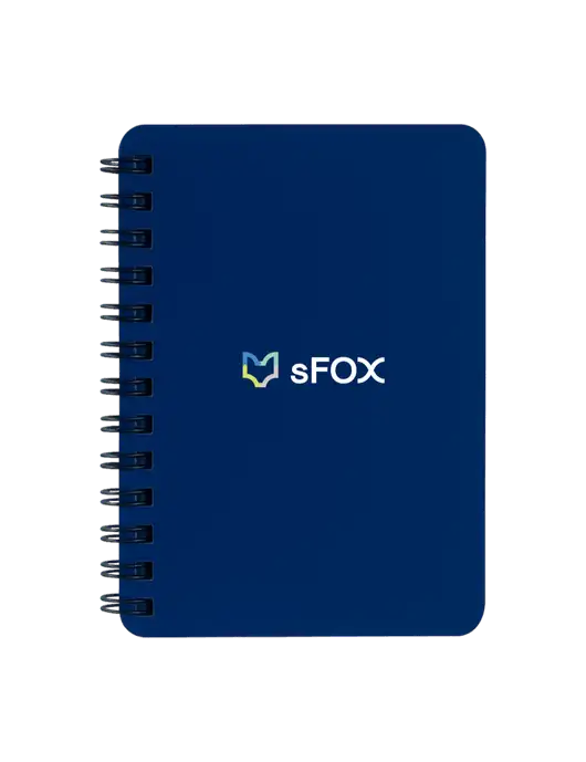 Sturdy Navy Blue Hardcover Notebook, 5.25 x 7 w/sFox Logo
