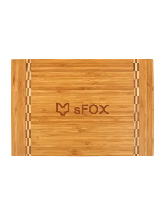 Bamboo Cutting Board with Butcher Block Inlay, 15 x 10.25 w/sFox Logo