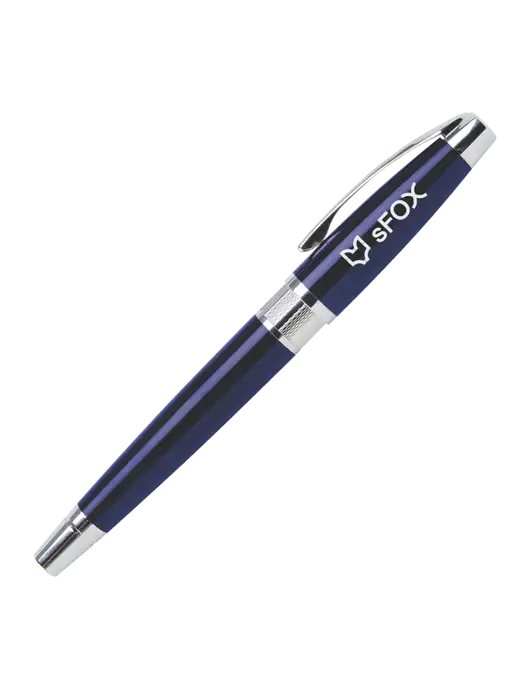 Masscotti Navy Rollerball Pen - Black Ink w/sFox Logo