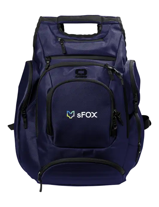 OGIO Navy Metro Ballistic Laptop Backpack w/sFox Logo