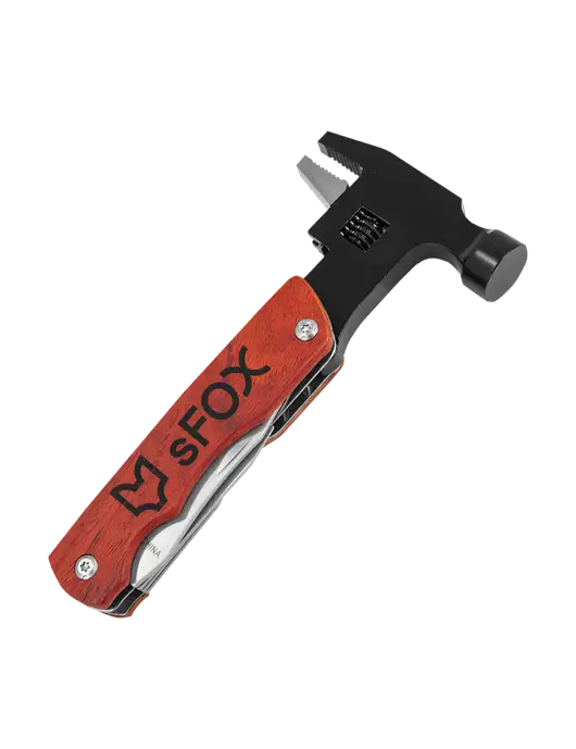 Wood Handle Hammer Multi Tool with Case w/sFox Logo