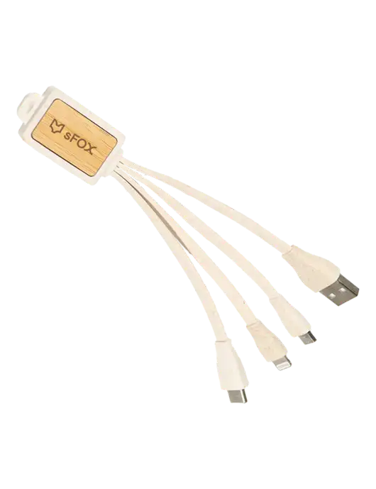 Naturewire Bamboo Charging Cable Micro USB & Type C w/sFox Logo