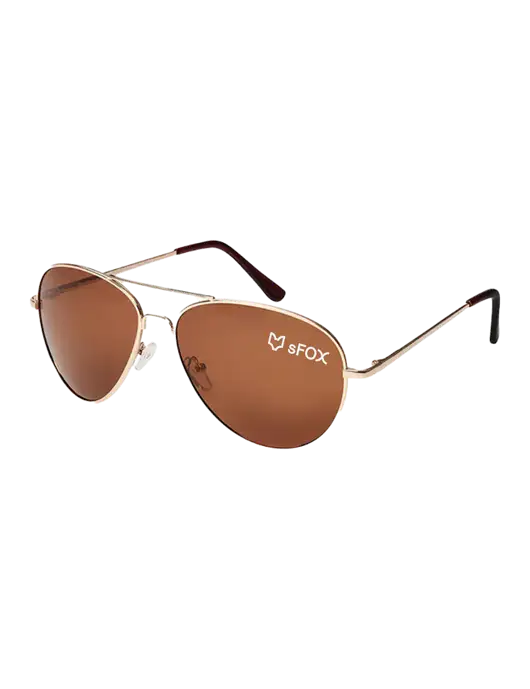 Aviator Coffee Brown with Gold Sunglasses  w/sFox Logo